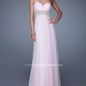 NWT: La Femme Strapless Dress w/ Embroidery